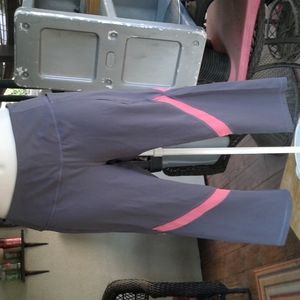 Women's grey and pink exercise pants inseam 18 inches